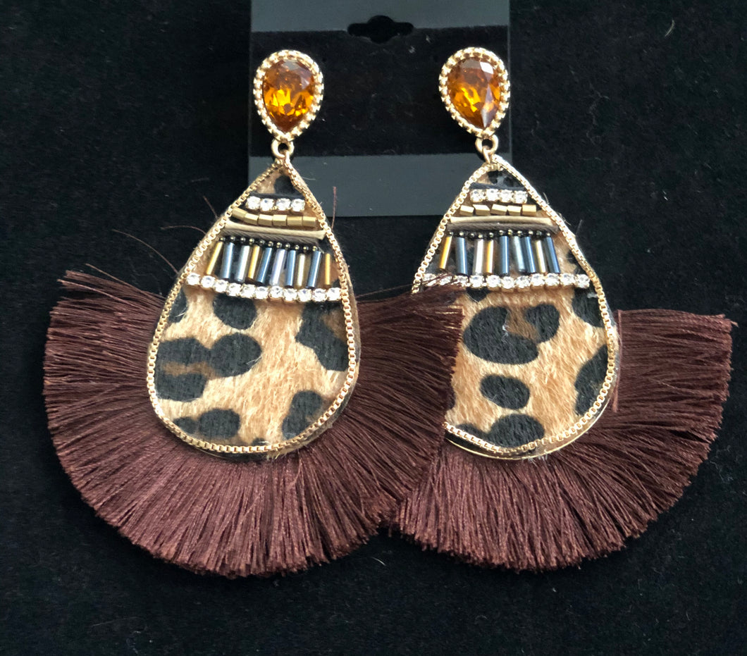 Leopard Tassel Earrings.