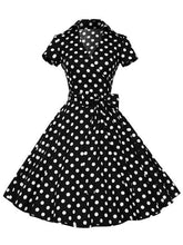 Load image into Gallery viewer, Polka Dot Belt Wrap Flare Dress
