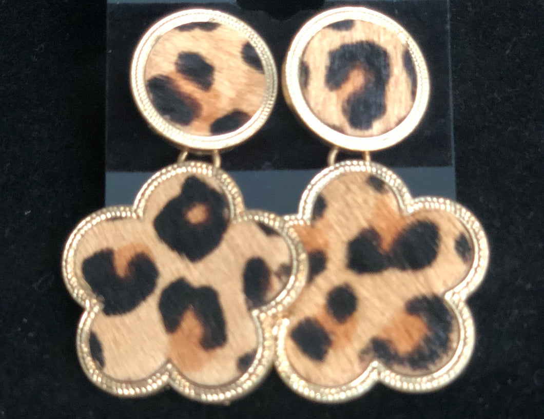 Flower Shaped Leopard Earrings
